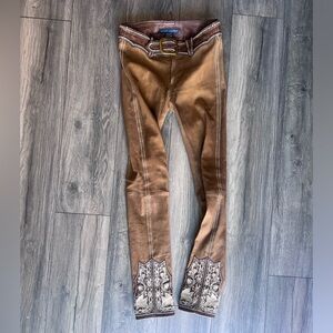 Vintage Ralph Lauren Leather Bootcut pants with contrasting embroidered leather